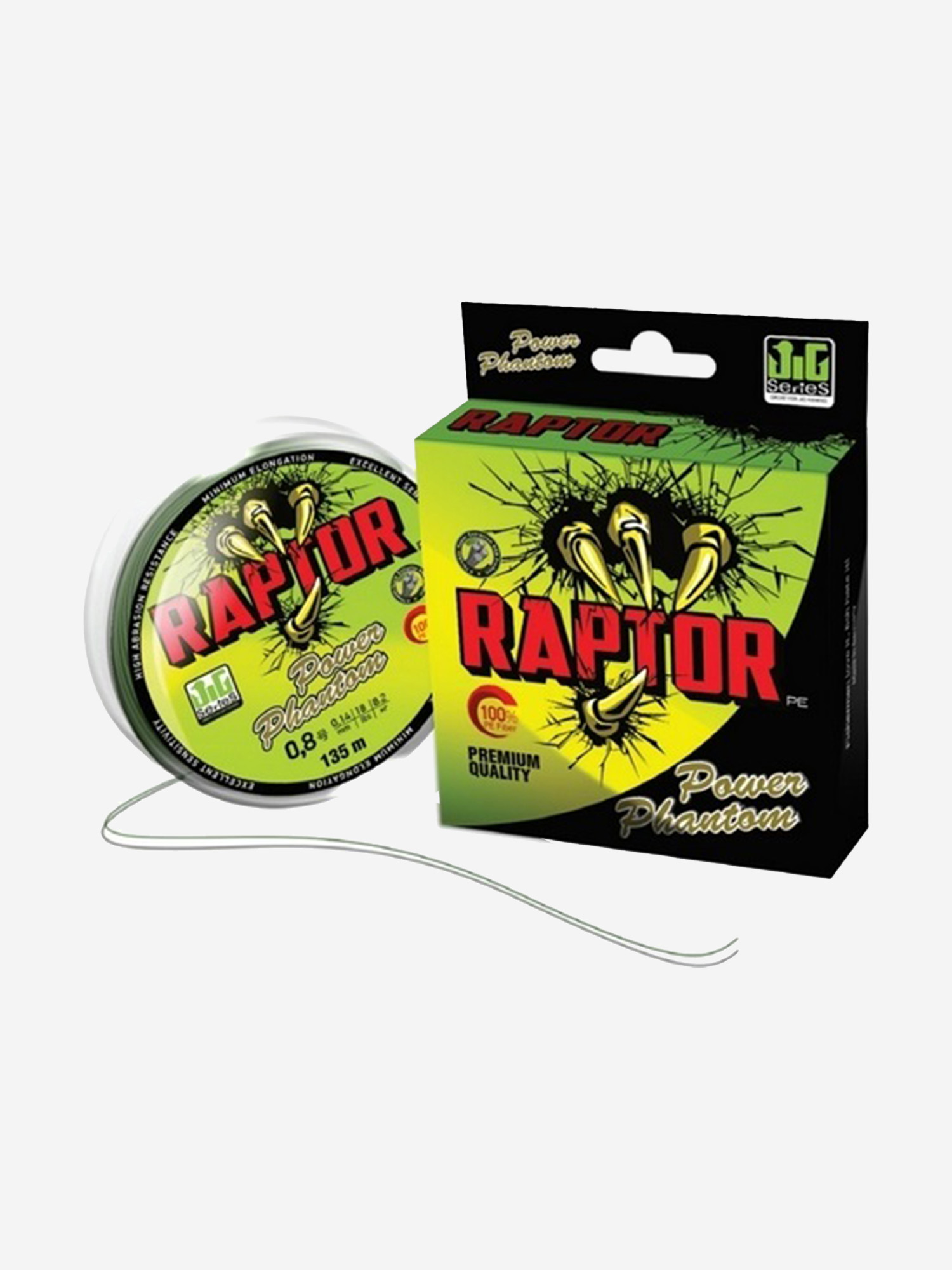 Шнур для рыбалки Power Phantom Raptor PE, 135м, флуоресцентный зеленый #1,2, 0,18мм, 12,3кг, Зеленый